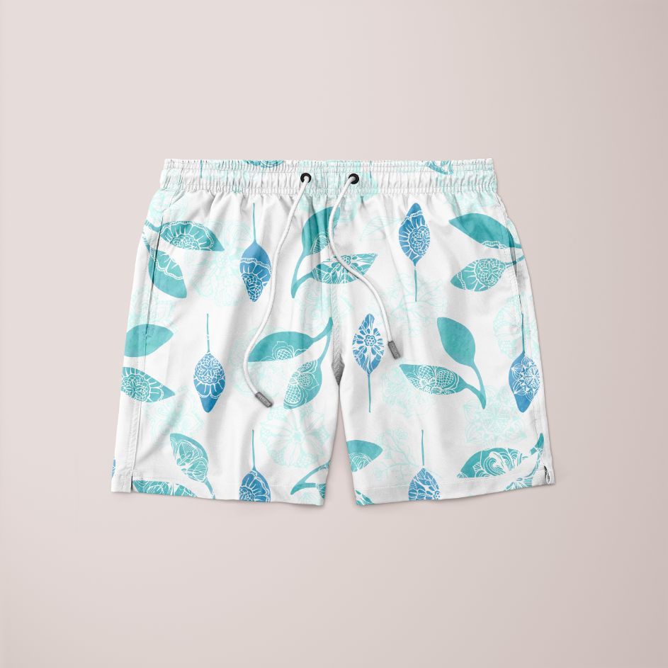 Blue Leaf pattern Shorts