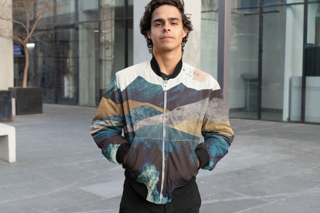 Blue Mountain Reflection Bomber Jacket