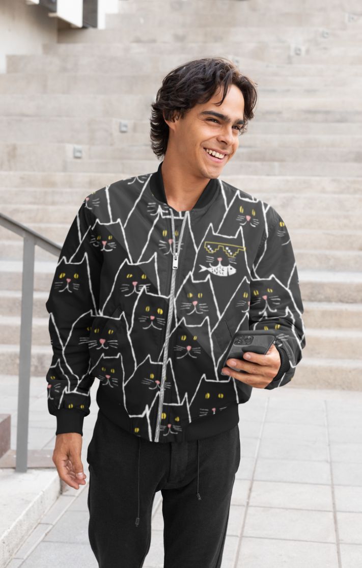 Cats Pattern Bomber Jacket