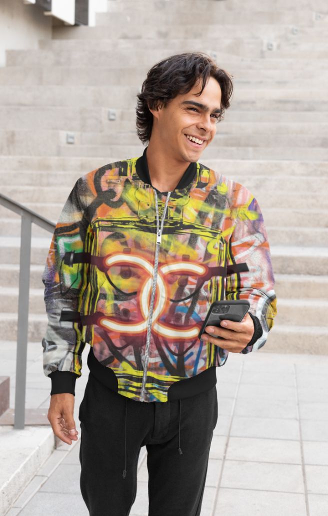 CC Neon Graffiti Bomber Jacket