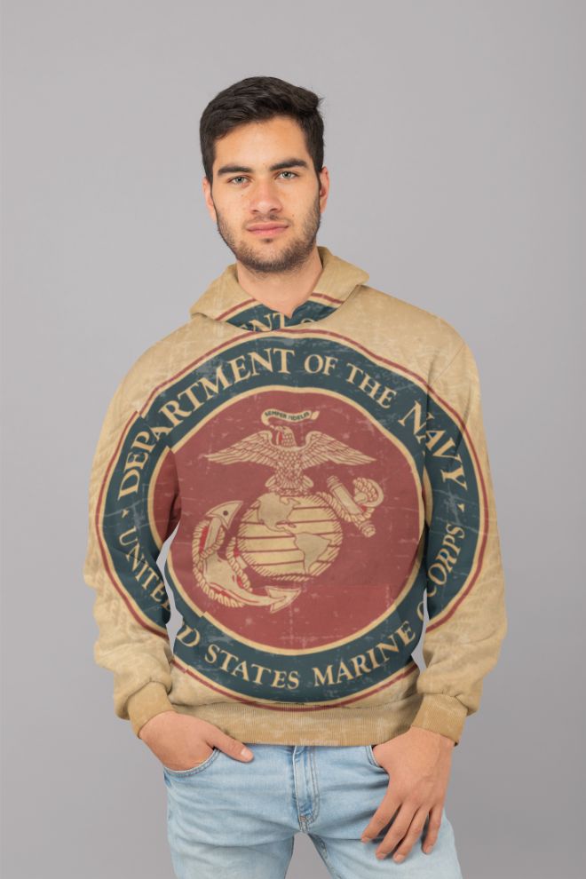 DD Marine Corps Grunge Seal UNISEX Sublimation Hoodie