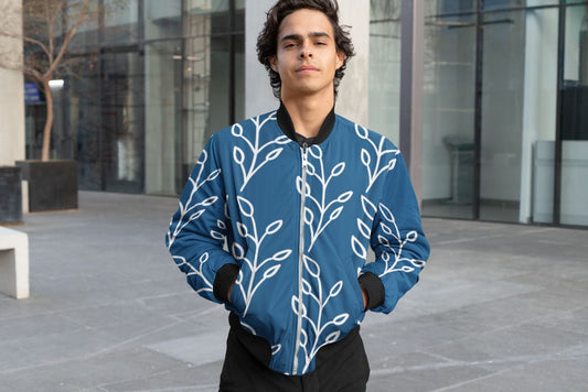 Feeling of lightness Pattern - Blue Poster Bomber Jacket