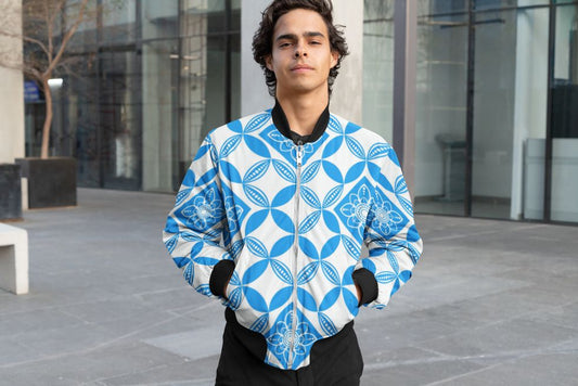 Flowery Pattern in blue Poster Bomber Jacket