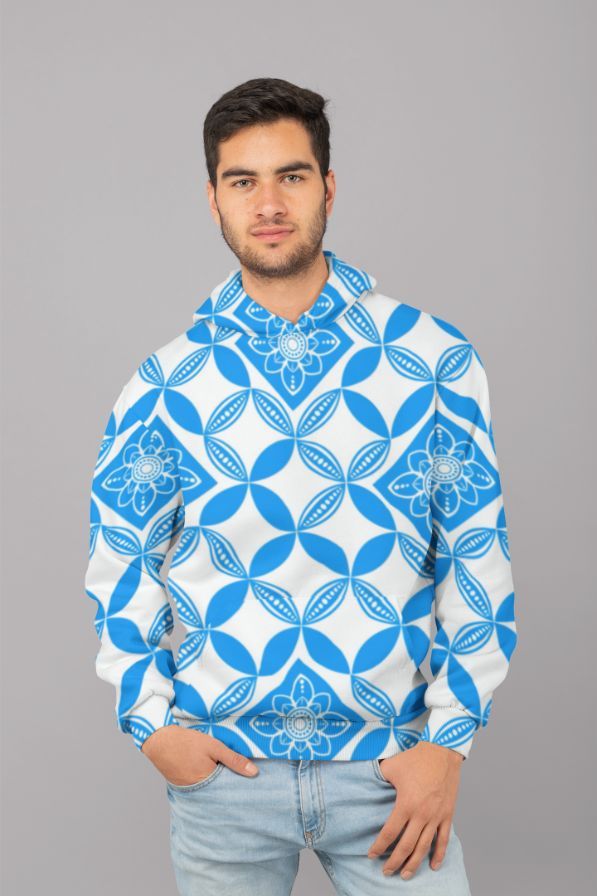 Flowery Pattern in blue Poster UNISEX Sublimation Hoodie