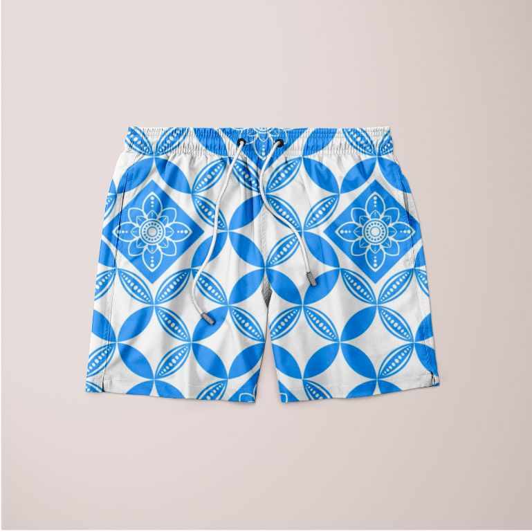 Flowery Pattern in blue Poster Shorts