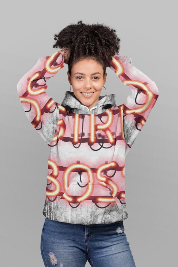 Girl Boss Neon Sign UNISEX Sublimation Hoodie