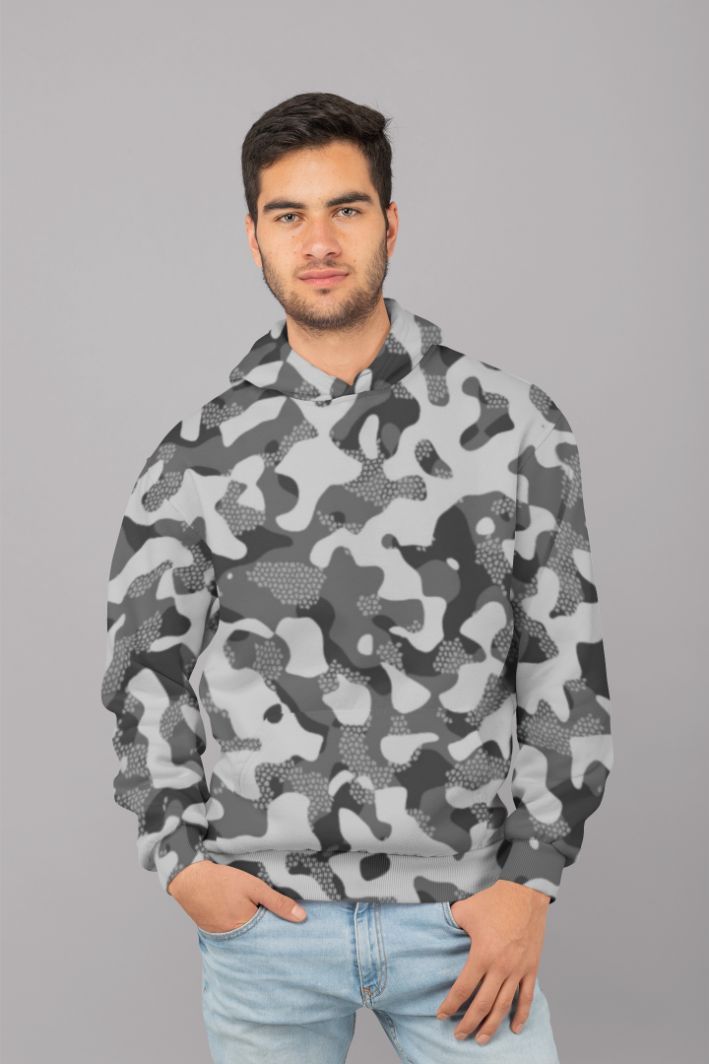 Grey Pattern Camouflage & Mosaic Style Plakat UNISEX Sublimation Hoodie