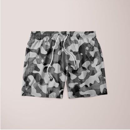 Grey Pattern Camouflage & Mosaic Style Plakat Shorts