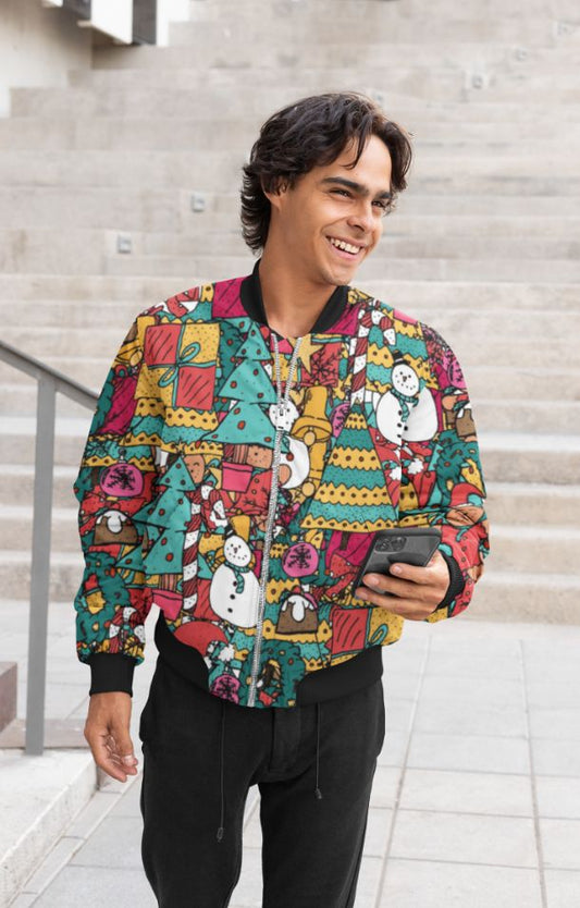 Merry Christmas pattern Poster Bomber Jacket