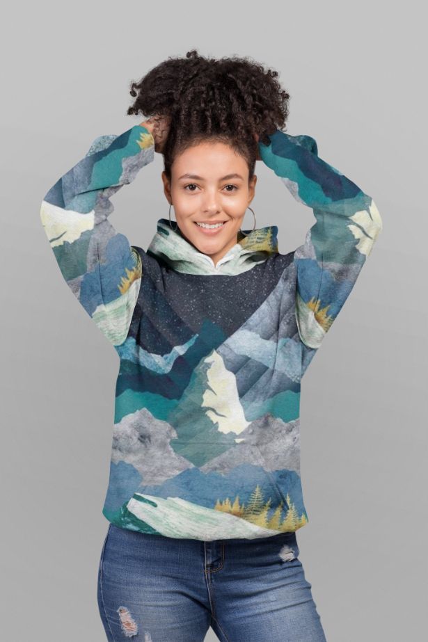 Mountain Sonnet Moonlit Stanza (2) UNISEX Sublimation Hoodie