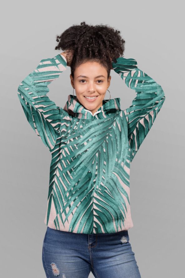 Palm Leaves Blush Vibes UNISEX Sublimation Hoodie