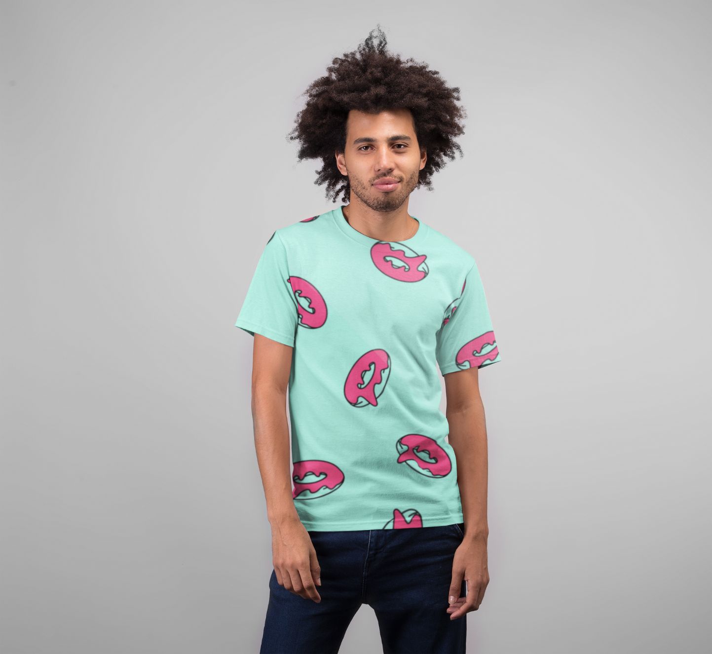 Pink Glazed Donuts Pattern Premium Sublimation Adult T-Shirt