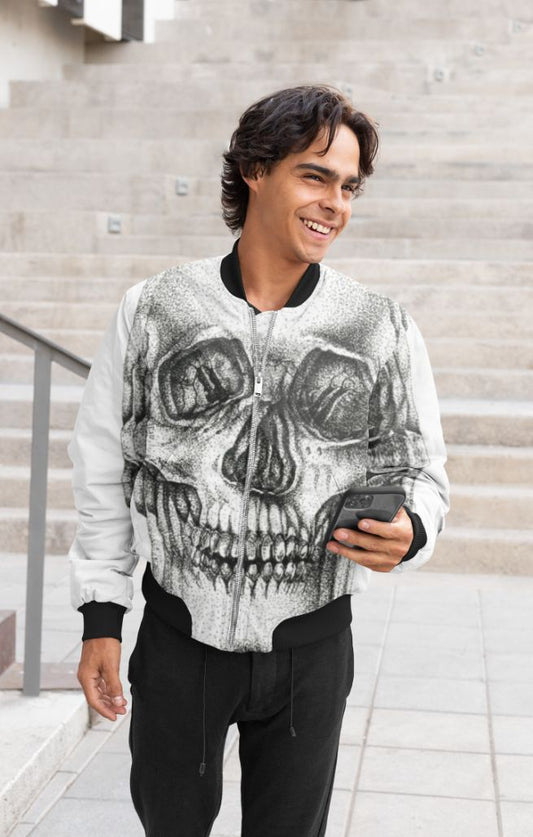 Pointillism Skull Bomber Jacket