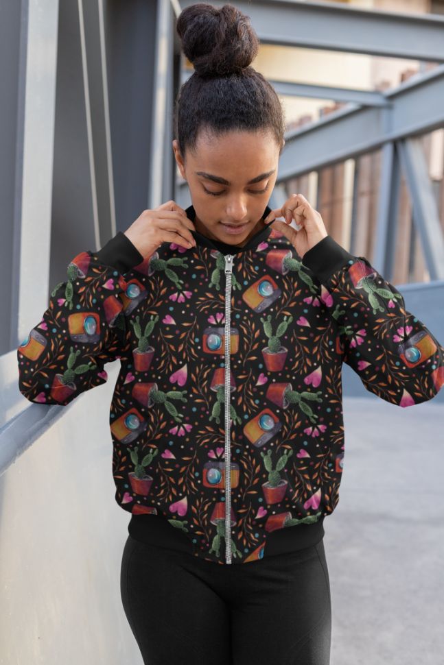 Photography Pattern Bomber Jacket