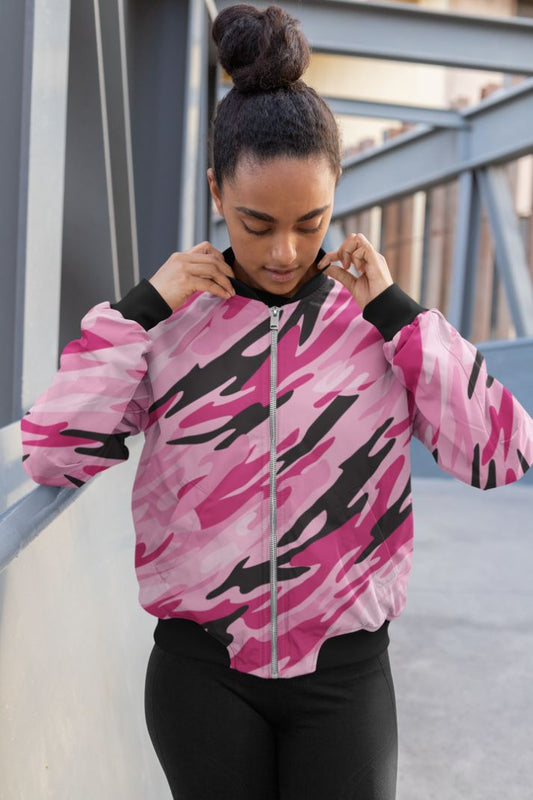 Pink Camo Bomber Jacket