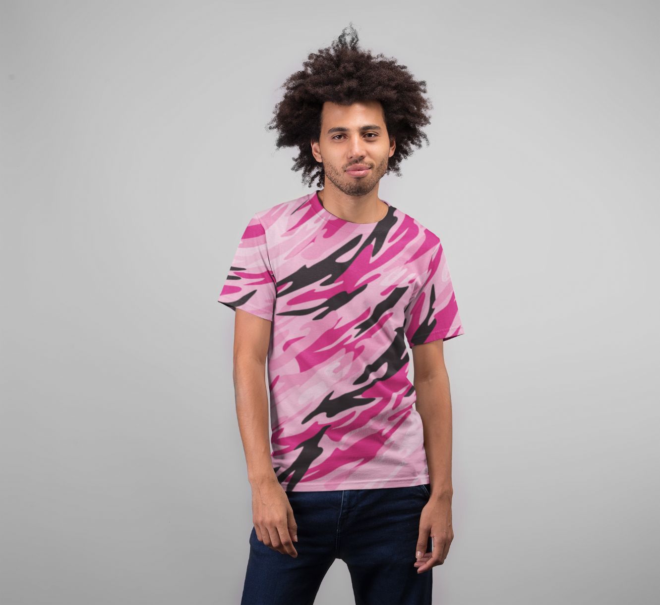 Pink Camo Premium Sublimation Adult T-Shirt