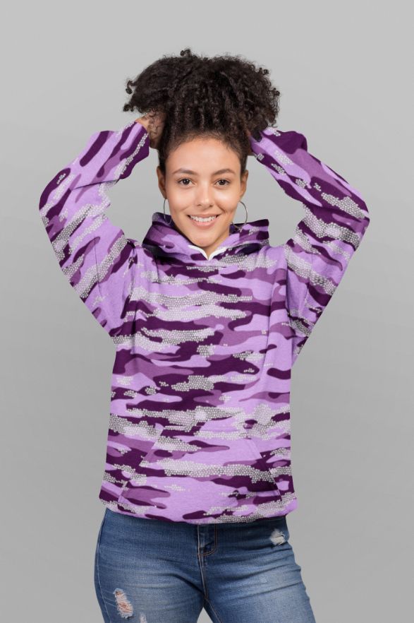 Purple Camouflage Pattern Mosaic Style Plakat UNISEX Sublimation Hoodie