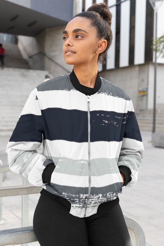 Abstract Paint Female Bomber Jacket