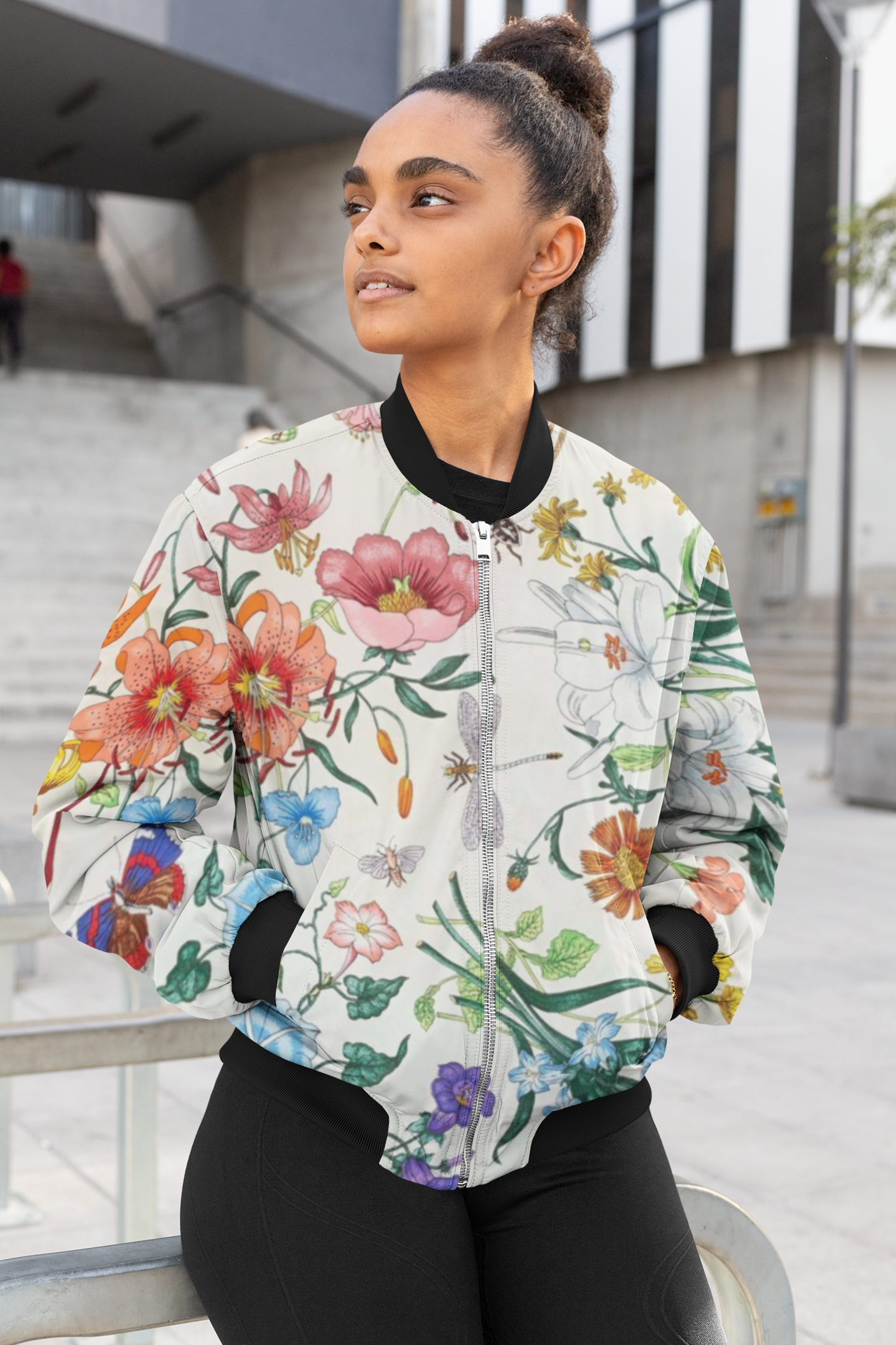 Awe Flower Female Bomber Jacket