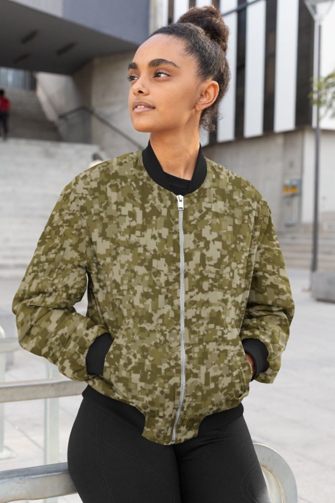 Green Camofludge Female Bomber Jacket