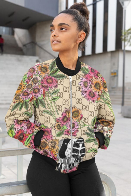 Magical Flower Deisgn Female Bomber Jacket