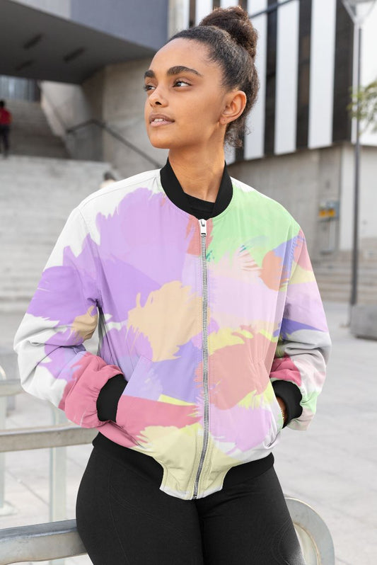 Magical Paint Splatter Female Bomber Jacket