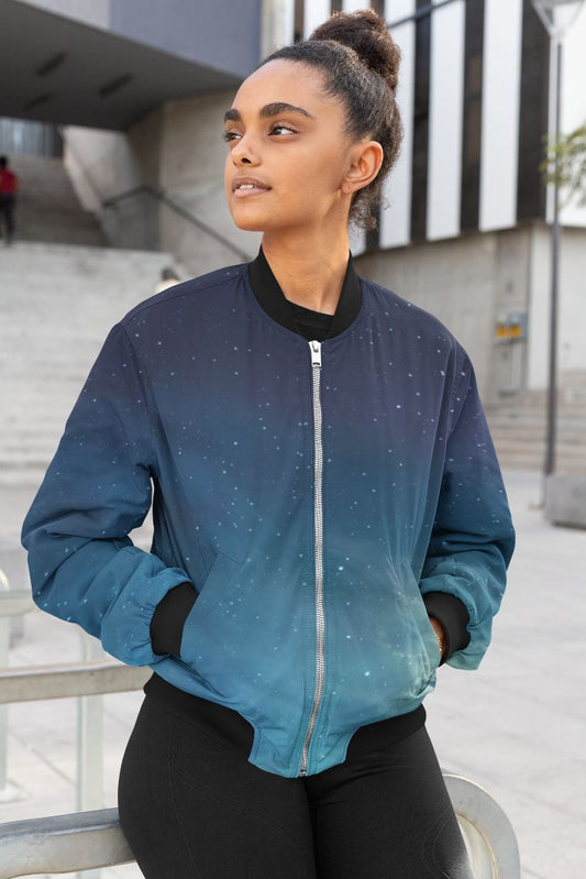 Mystic Blue Sky Female Bomber Jacket