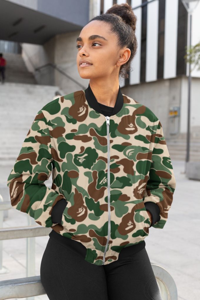 Pegged Camofludge Female Bomber Jacket