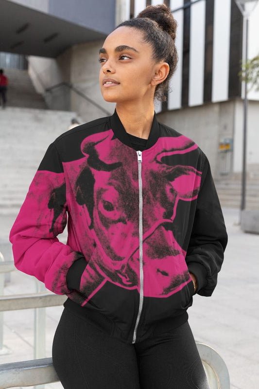 Pink Cow Female Bomber Jacket