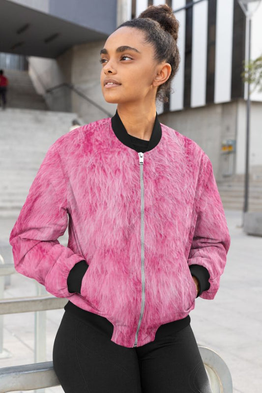 Pyvrerray Pink Female Bomber Jacket