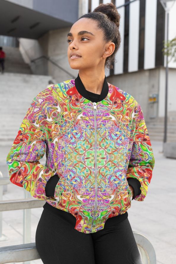 Quatrain Hearts Female Bomber Jacket