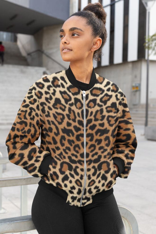 Tiger Print Female Bomber Jacket