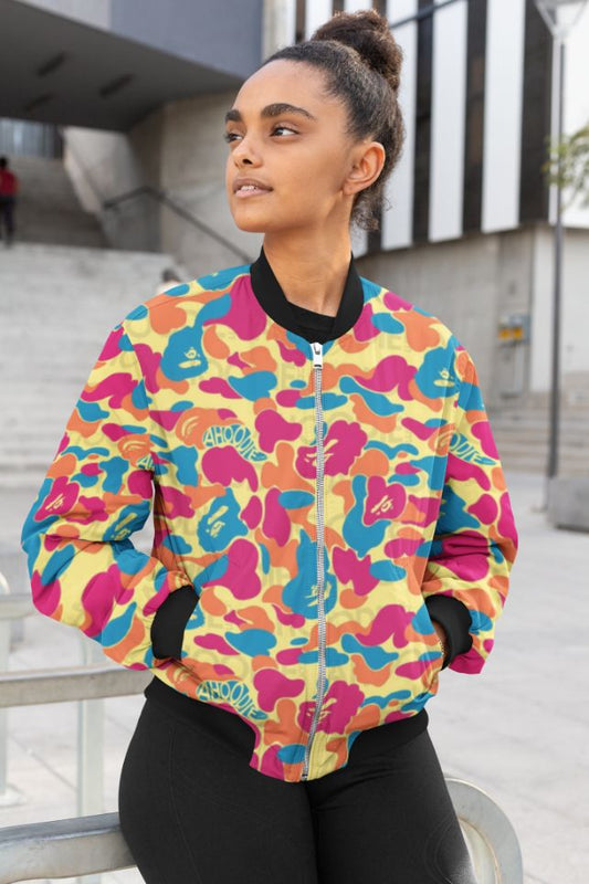 Trance Pattern Female Bomber Jacket