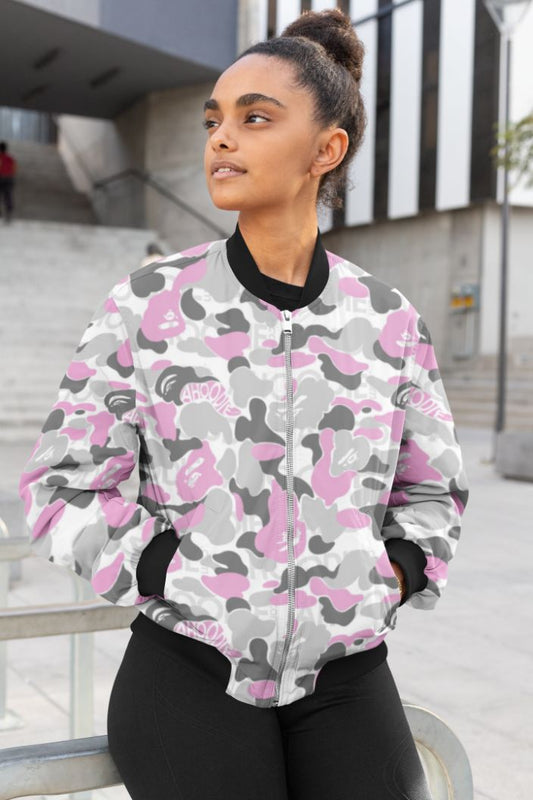 Trance Pink Pattern Female Bomber Jacket