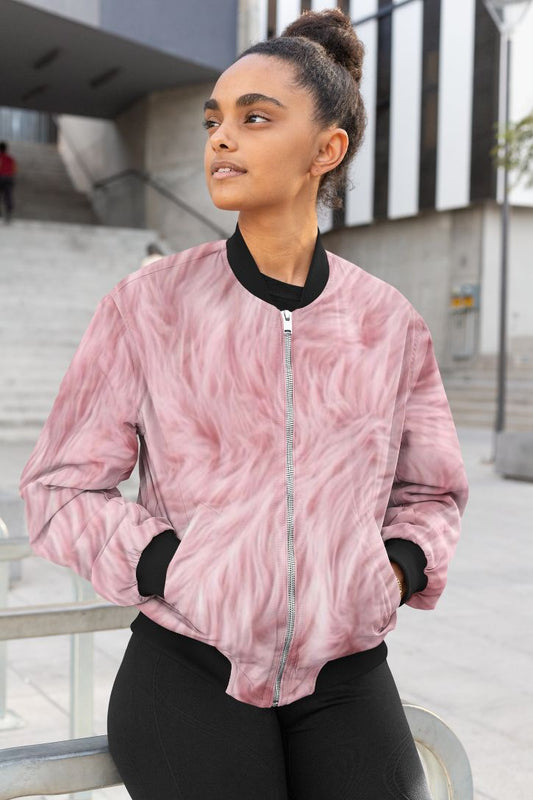 Warmheart Pink Female Bomber Jacket