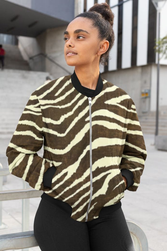 Zebra Print Female Bomber Jacket