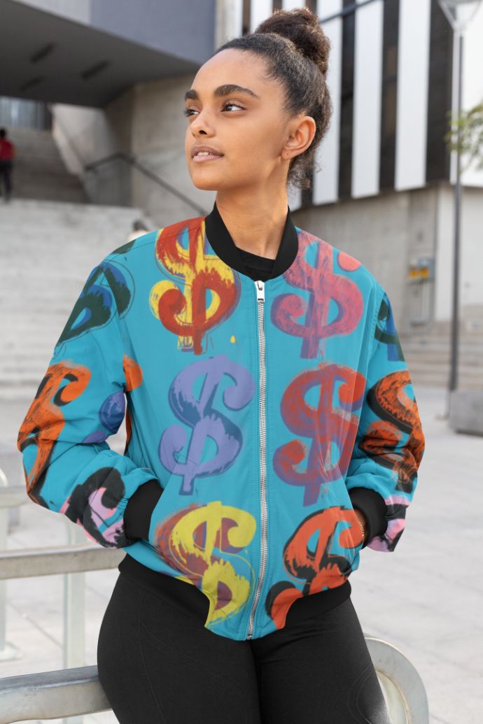 $ Pattern Female Bomber Jacket