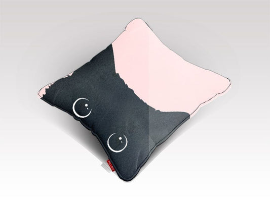 BLACK CAT ON PINK BACKGROUND Cushion/Pillow