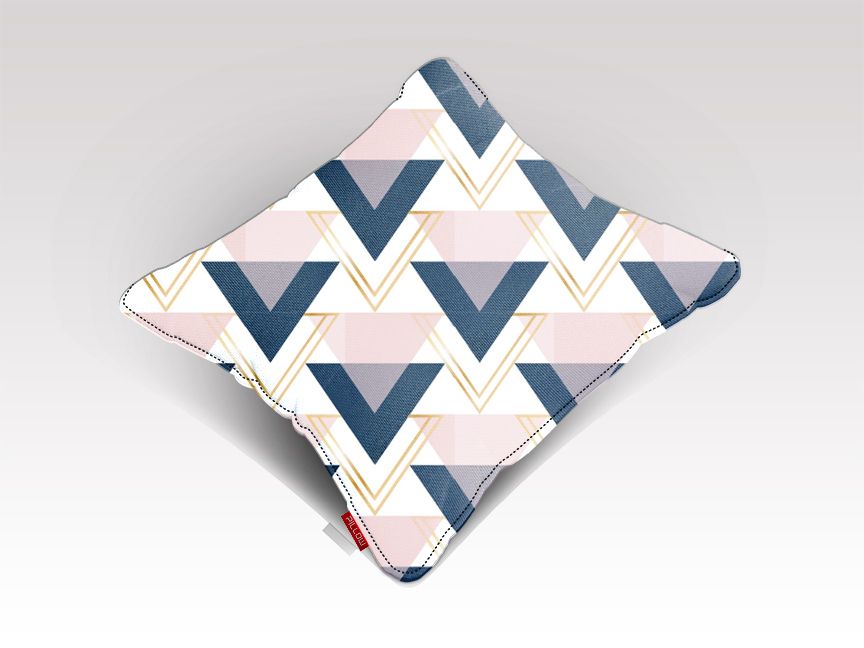 Blue gold and pink triangles pattern Poster Cushion/Pillow