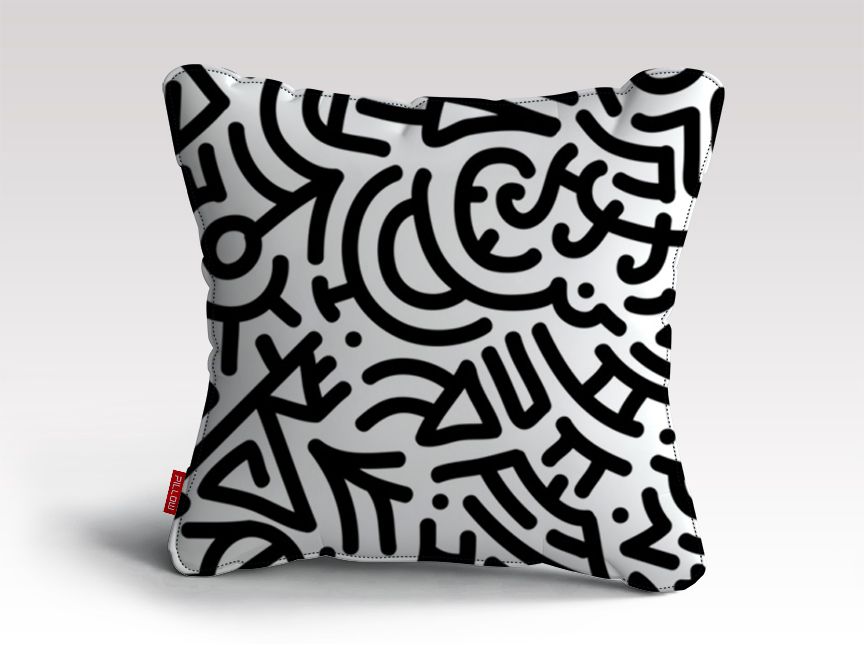 Bold Black Marker Doodle Lines Cushion/Pillow