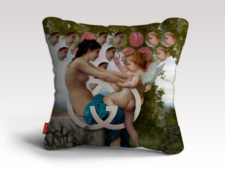 Girl & Cupid Cushion/Pillow