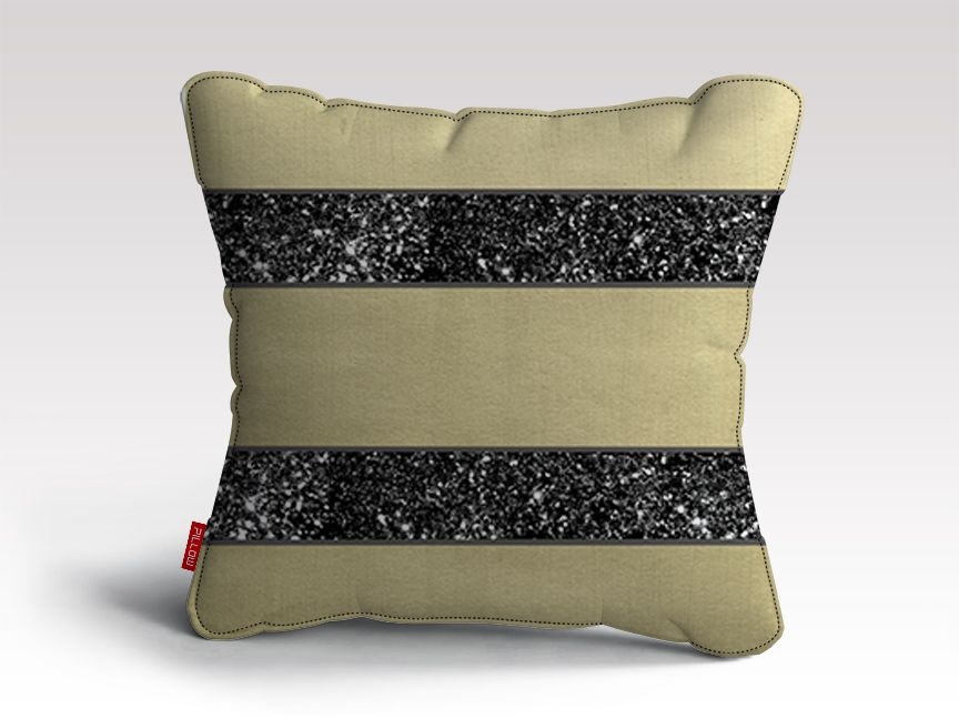 Gold Black Glitter Stripes Pattern Cushion/Pillow