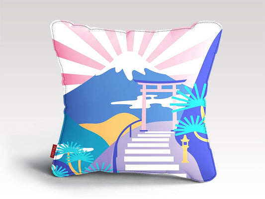 Japanesse Mountain Landscape Pop Color Cushion/Pillow