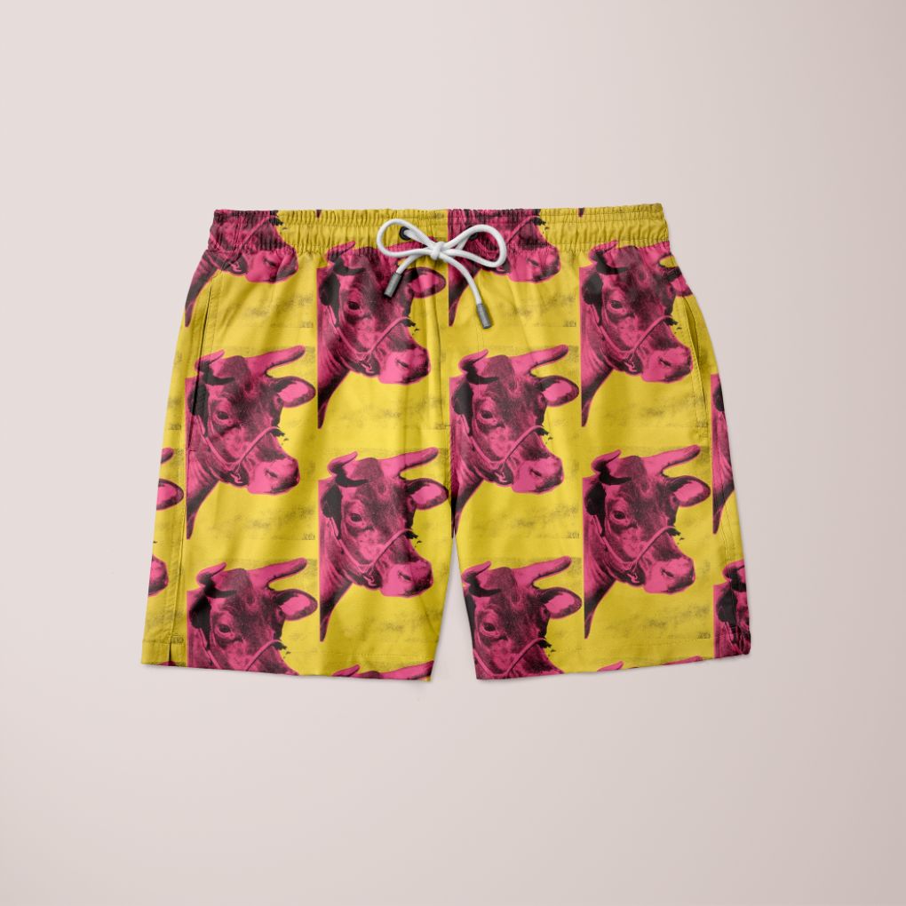 Pink Cow Pattern Shorts