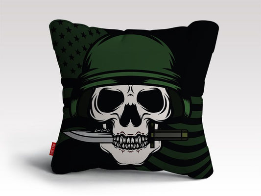 Skull With Bayonet Background Cushion/Pillow