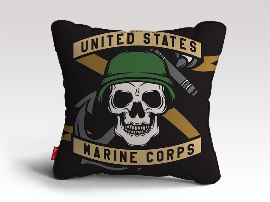 USMC Skull Mascots Vector Cushion/Pillow