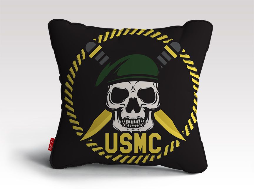 USMC Skull Mascots Vector 1 Cushion/Pillow