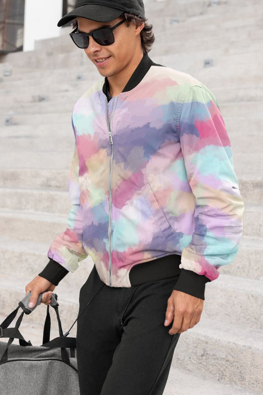 Abstract Pastels Bomber Jacket