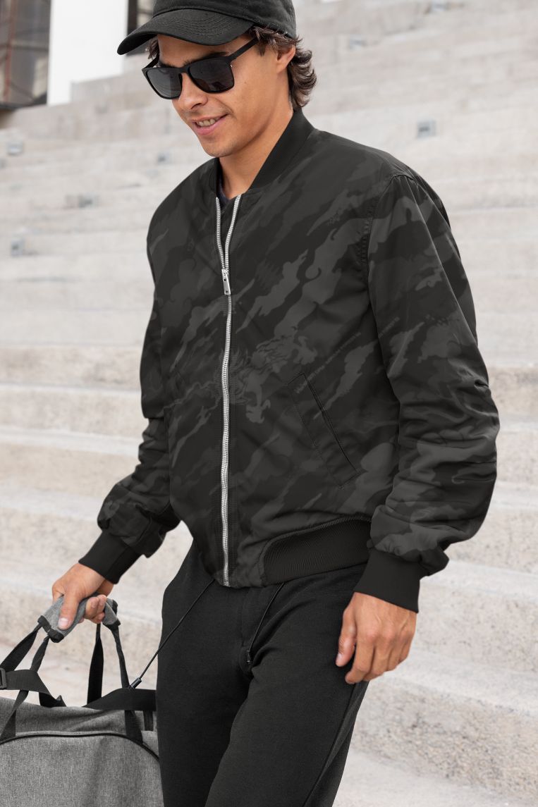 Alpine Black Retro Bomber Jacket