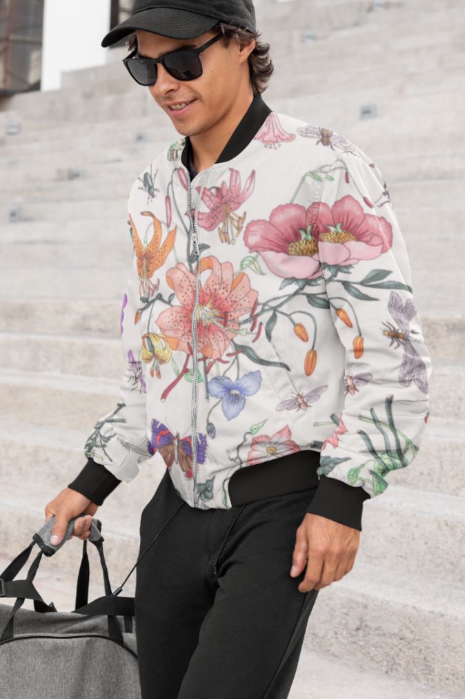 Alpine Flower Style Bomber Jacket